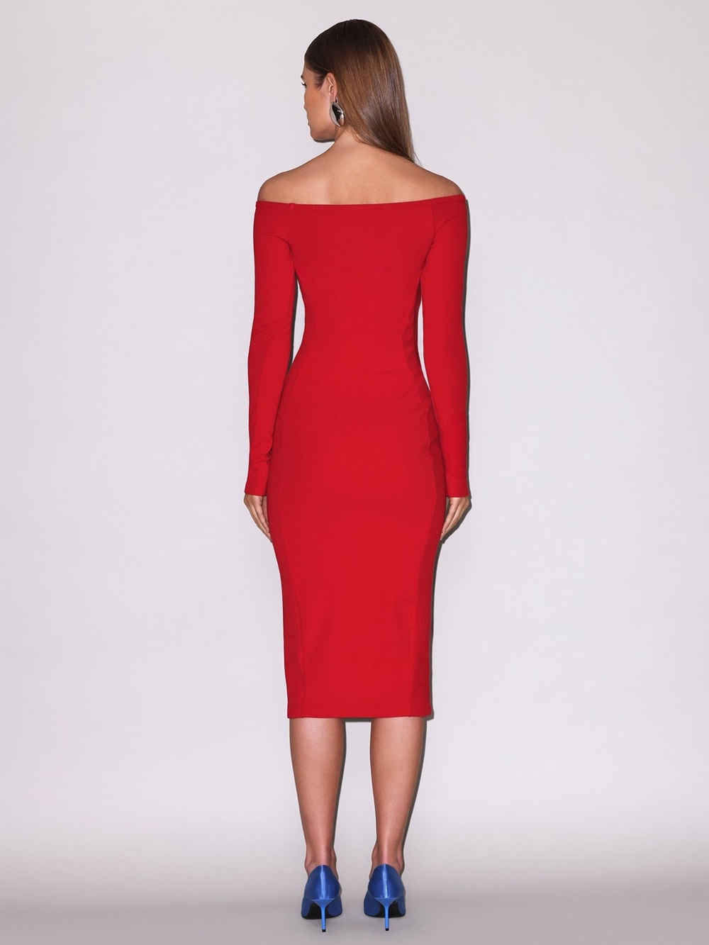 Fleur du Mal OFF SHOULDER HOURGLASS RIB MIDI DRESS NWT - Picture 4 of 16